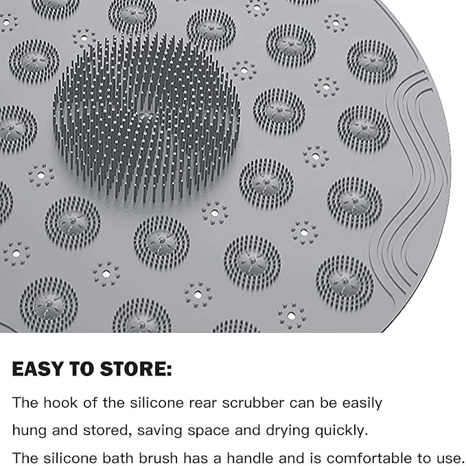 Non-Slip Round Shower Mat β 18.1β Bathmat with Suction Cups & Foot Massage