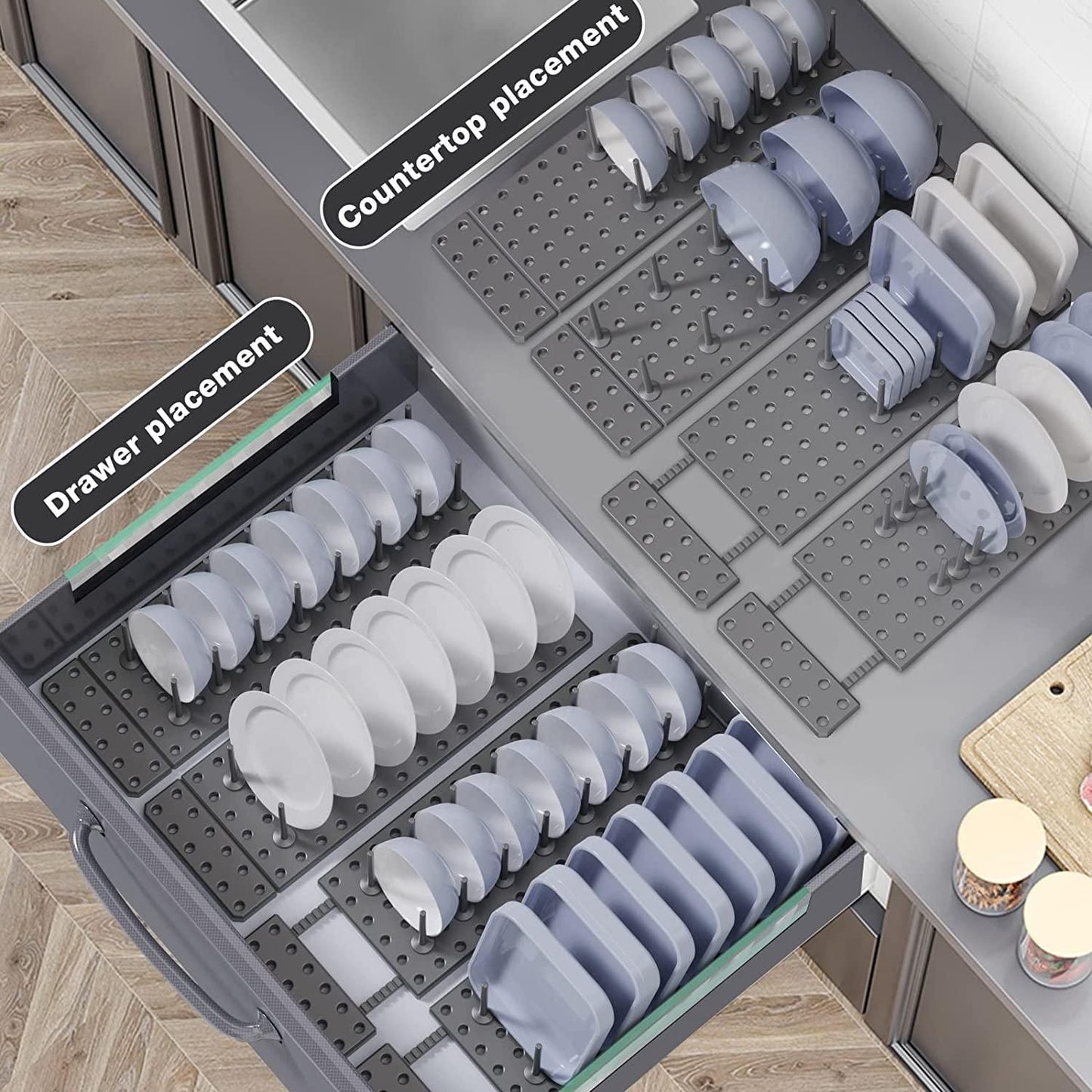 Kitchen Cupboard Adjustable Kitchen Drawer Organizer Pegboard Tray