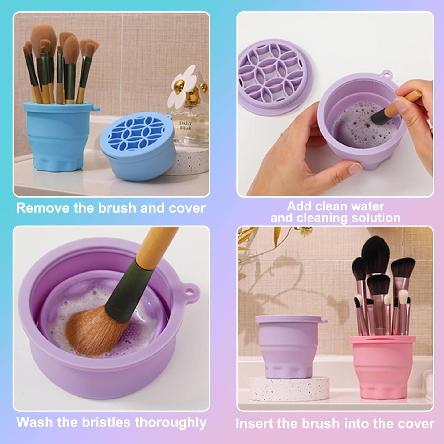 Silicone Makeup Brush Cleaner & Organizer Cup