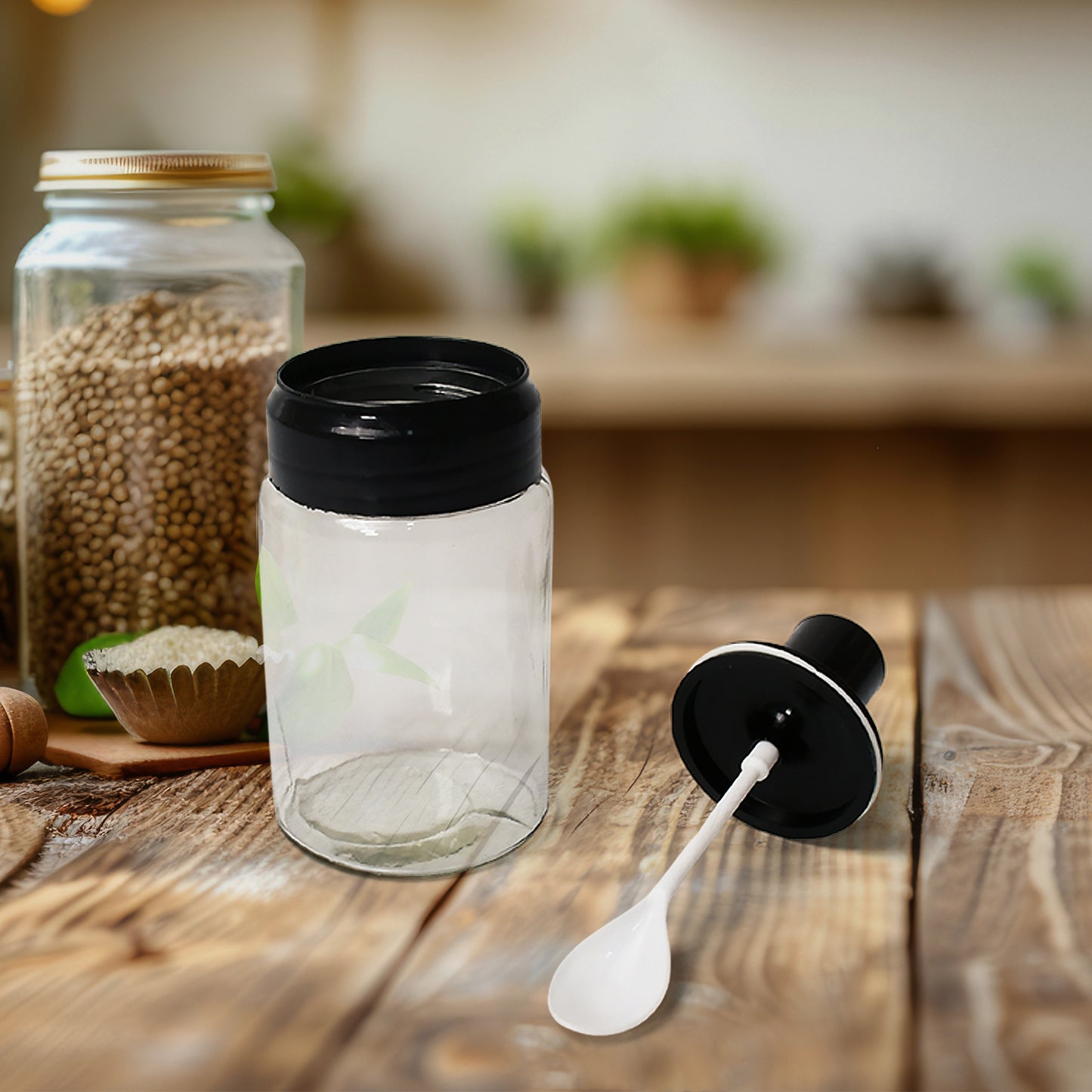 Glass Oil Dispenser & Spice Jar Set (5 Pc Set) – 2 x 500ML Oil Bottles + 3 x 250ML Spice Containers
