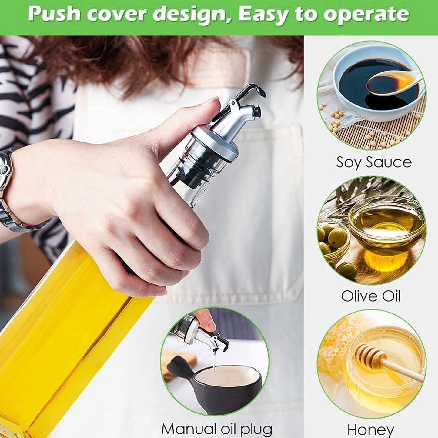 Glass Oil Dispenser & Spice Jar Set (5 Pc Set) – 2 x 500ML Oil Bottles + 3 x 250ML Spice Containers