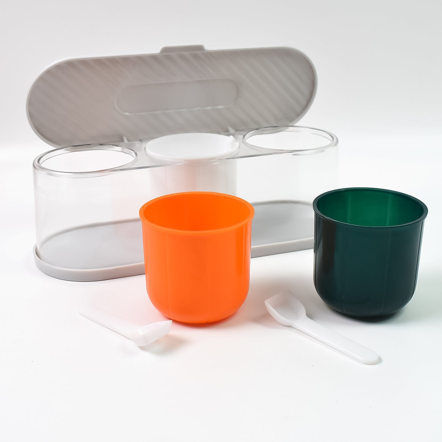 3-Grid Spice Box with Spoon – Stylish & Practical Masala Storage Container (Multicolor)