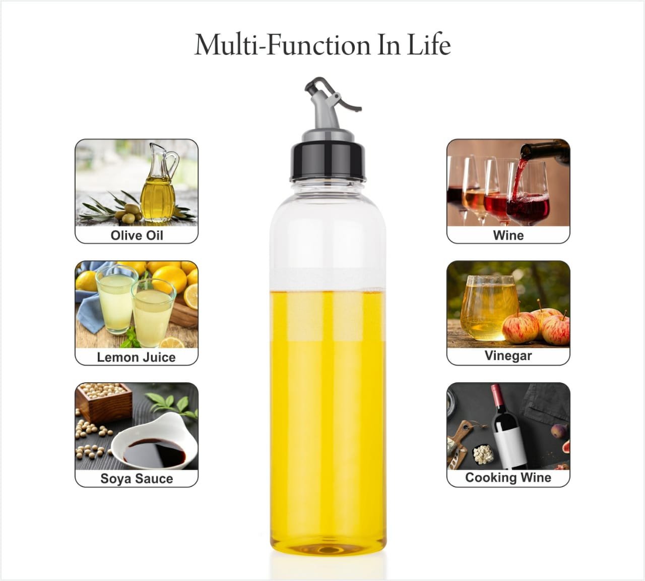 1L Oil Dispenser Bottle with Lid β Clear, Drip-Free Spout