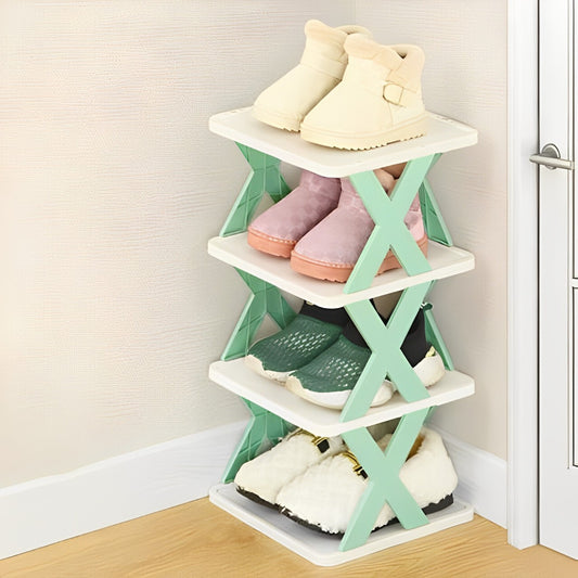 4-Layer Plastic Shoe Rack – Adjustable & Space-Saving Organizer (Multicolor)