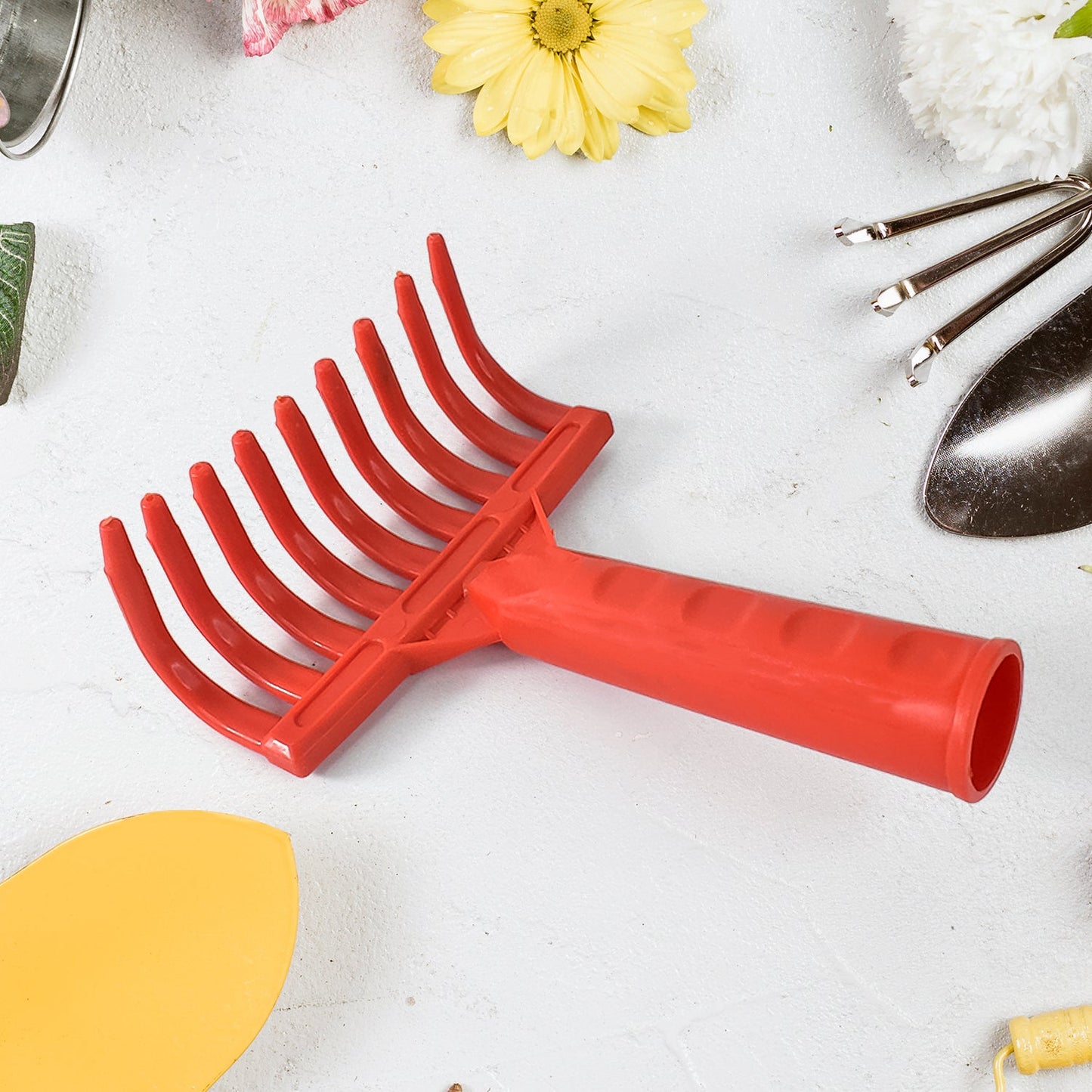 Heavy Duty Plastic Garden Hand Rake (1 Pc) 9-tooth Cultivator Tool