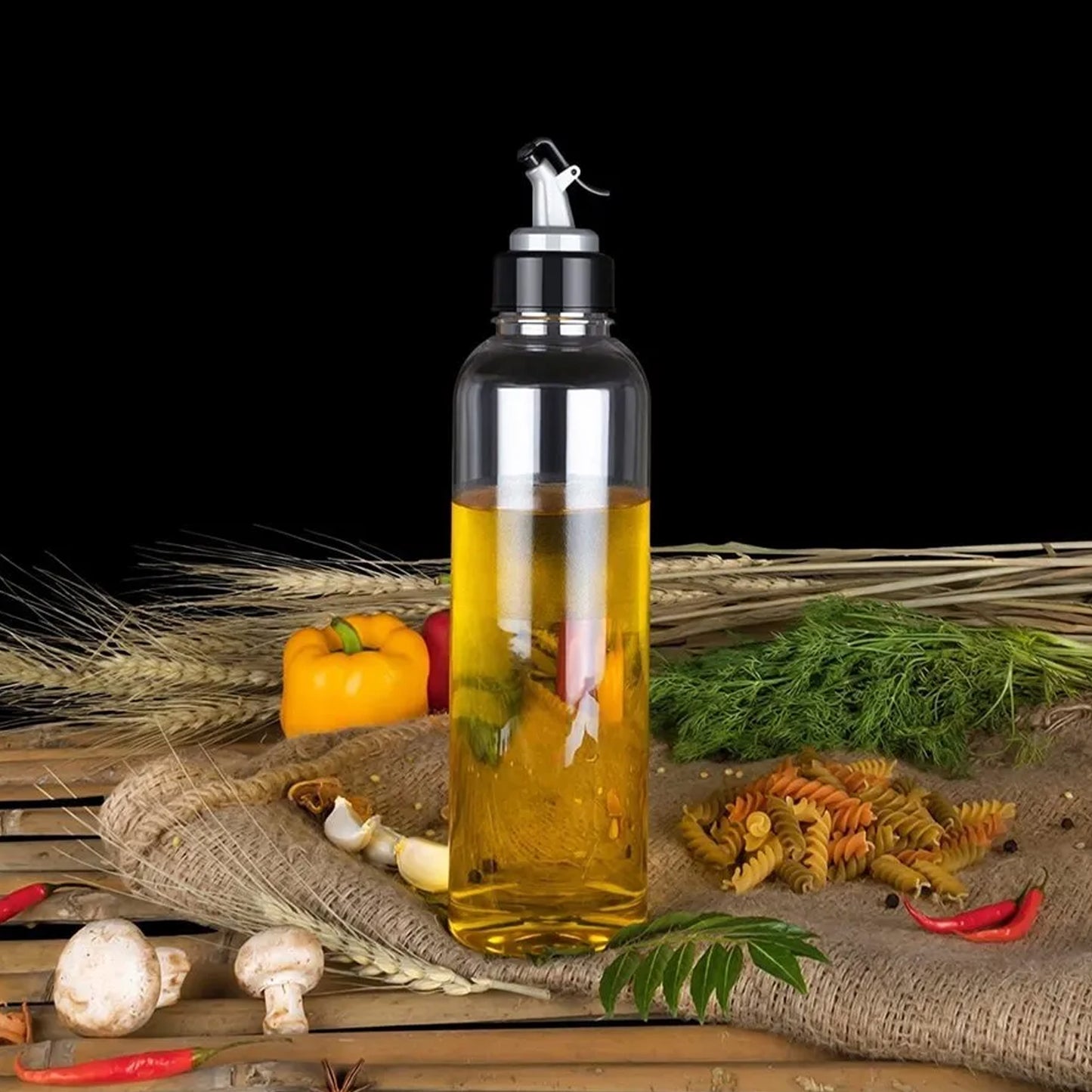 1L Oil Dispenser Bottle with Lid – Clear, Drip-Free Spout