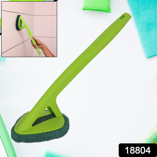 Scrubber Hockey with Long Handle – Triangle Sponge Pad for Wall & Floor Cleaning (1 Pc)