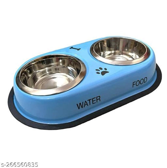 Stainless Steel 2-in-1 Pet Bowl – Food & Water Feeder