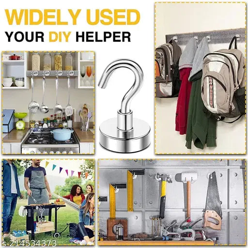 Heavy Duty Magnetic Hooks for Home & Garage (DIY Multi-Use) pack of 6