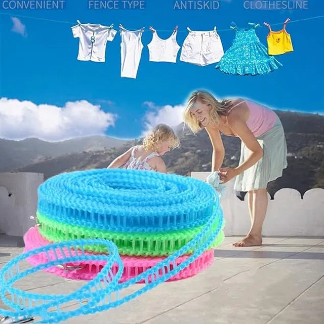 Windproof Clothesline - Portable 2-Pack with Hooks 5-meter