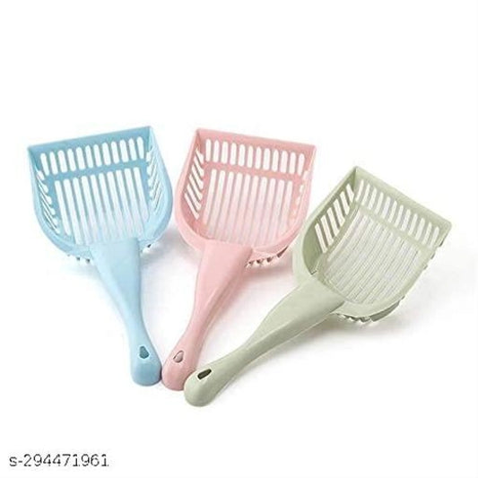 Set of 3 ABS Plastic Cat Litter Scoops – Multi-Color Pastel Scoopers
