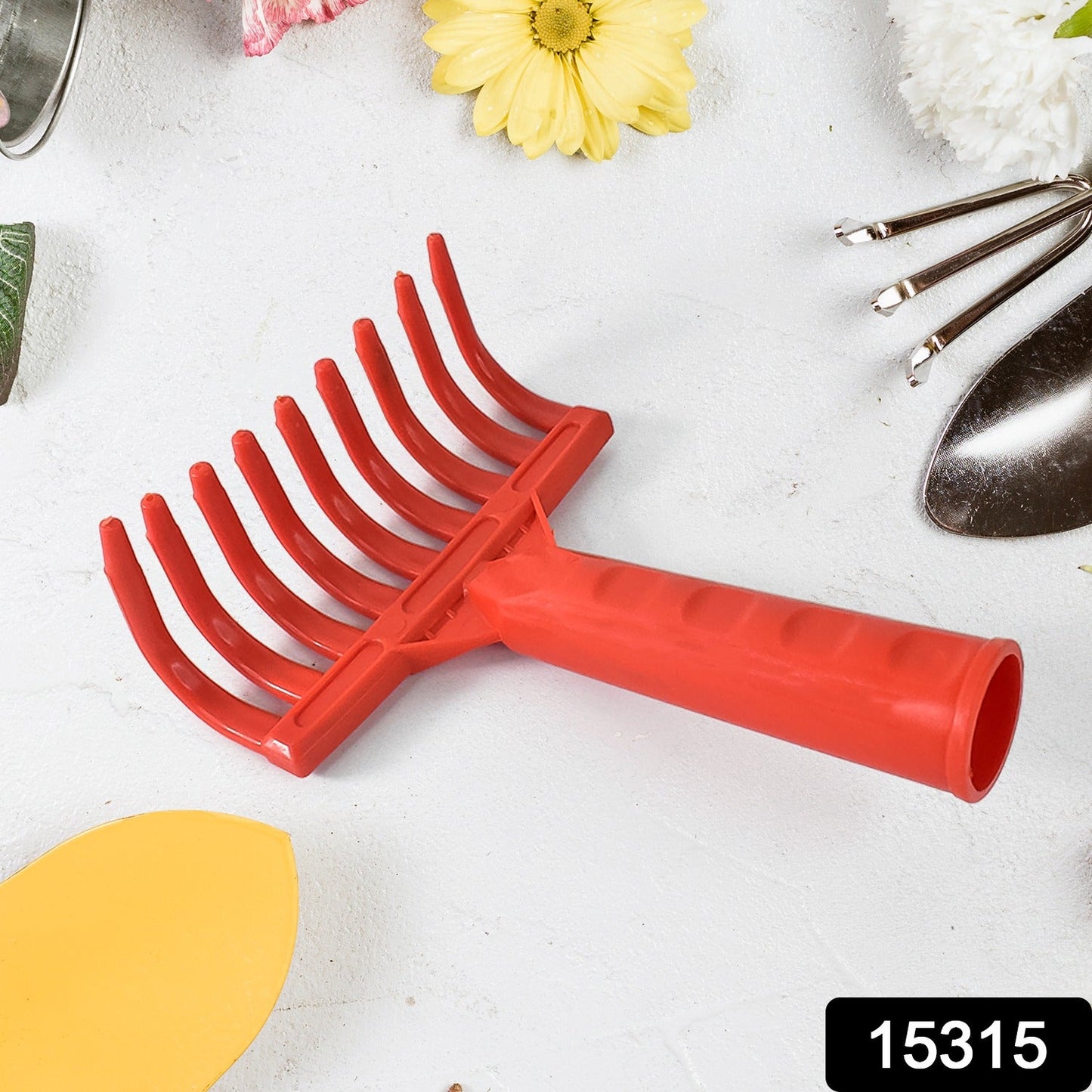Heavy Duty Plastic Garden Hand Rake (1 Pc) 9-tooth Cultivator Tool