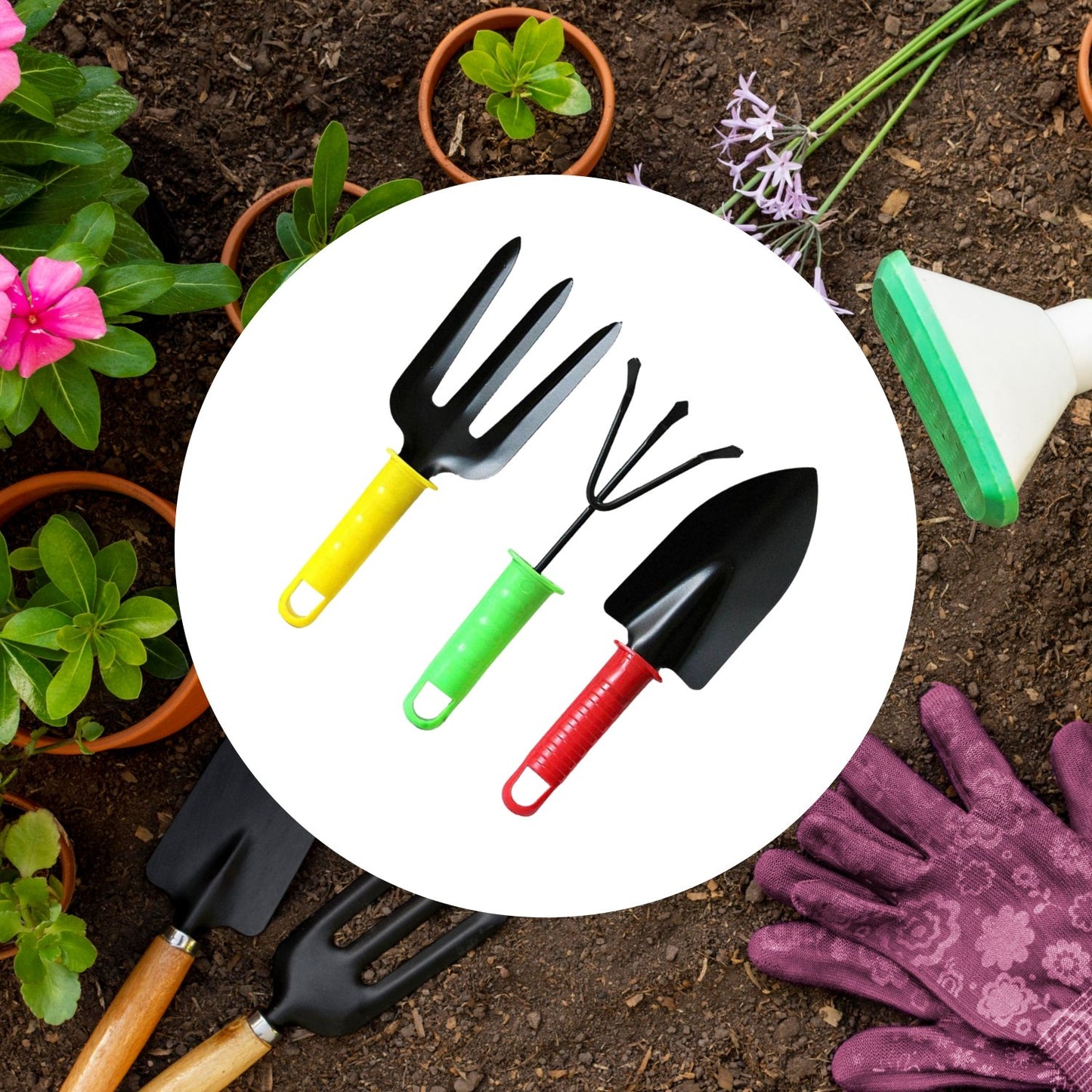 Garden Tool Kit – 3 Pc Gardening Set with Trowel, Cultivator & Fork
